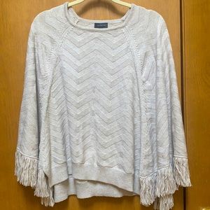 The Limted tan sweater Poncho Fringe Button